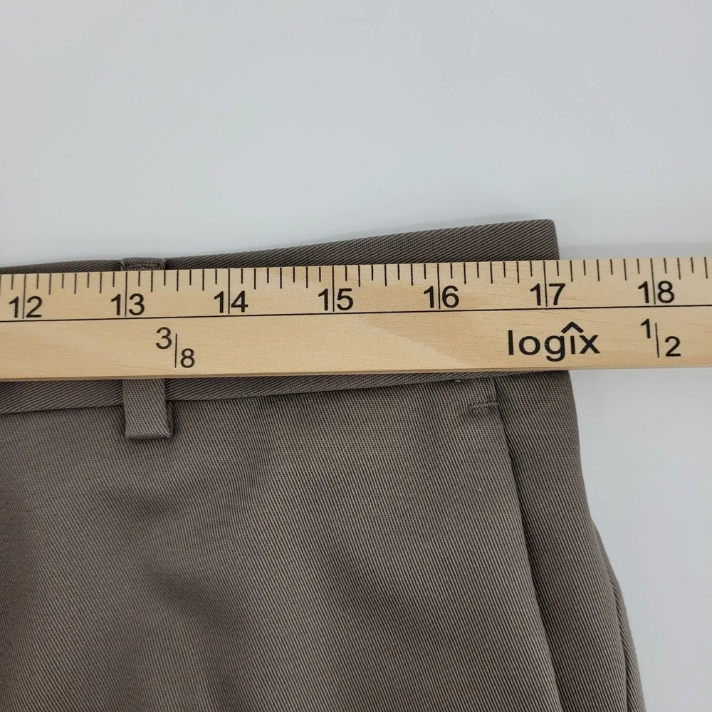 Dockers Premium Never Iron Chinos Mens 34x34 Brown Relaxed Fit Flat Front Office
